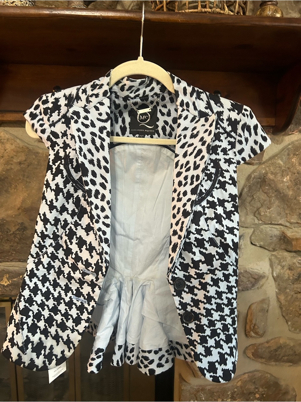 Alexander McQueen Black and White Leopard Print Kids Jacket